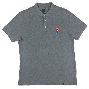 Pretty Green Mens Polo Shirt Sz Medium Embroidered Oasis Liam Gallagher Gray